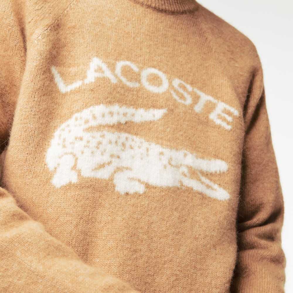 Lacoste Branded Contrast Crocodile Blend Alpaca Beige Hvite | 6970-CYUBL