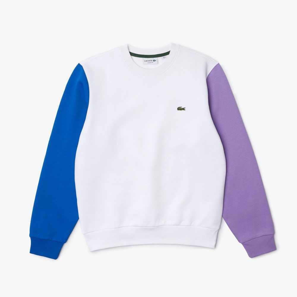 Lacoste Brushed Fleece Hvite Blå Lilla | 4318-UPAGM