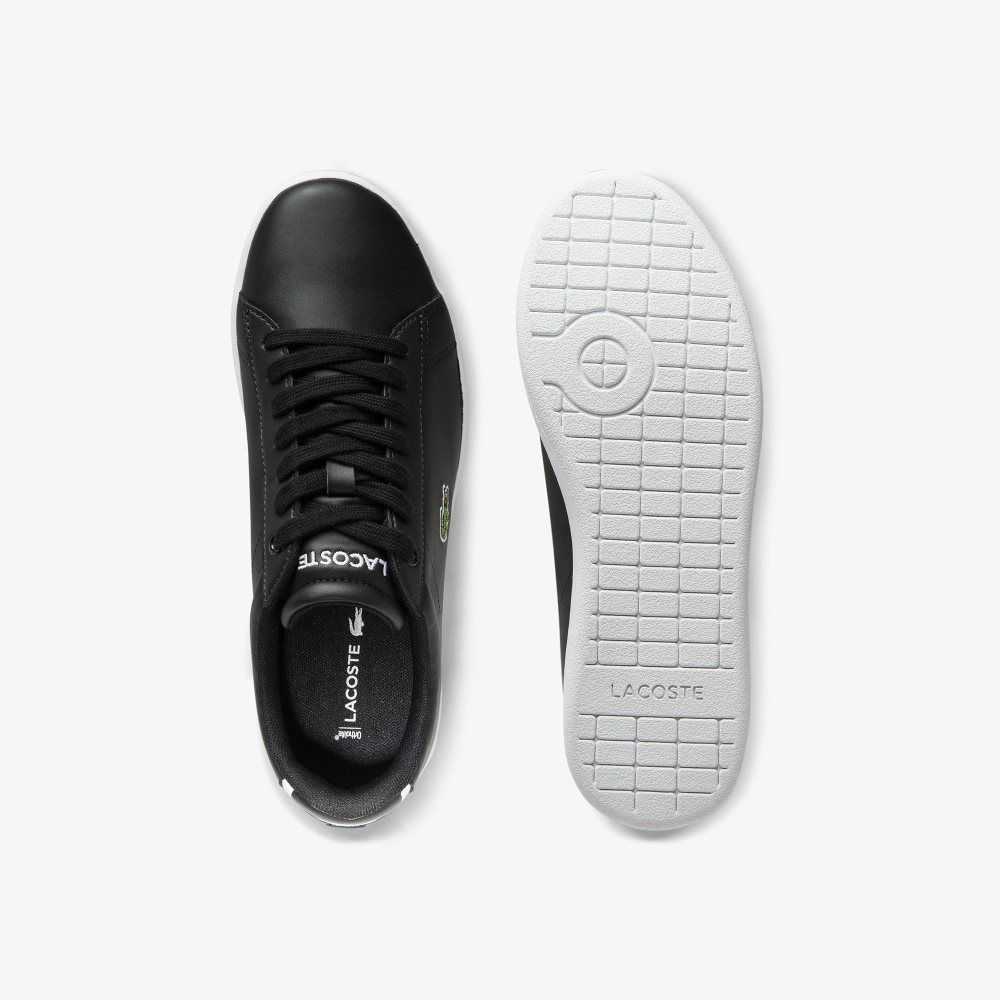 Lacoste Carnaby Evo Mesh-lined Lær Svarte | 8391-UHBOG