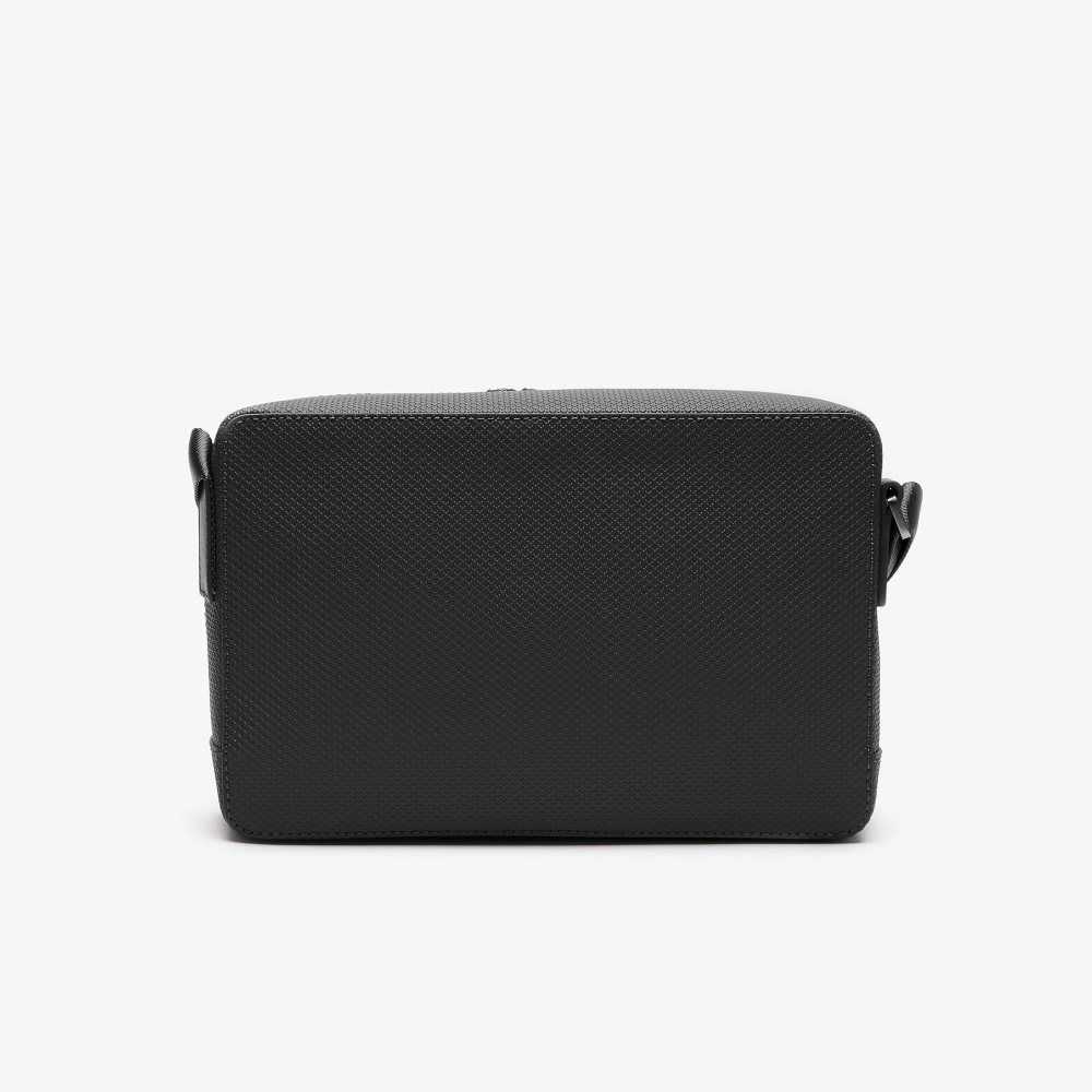 Lacoste Chantaco Matte Stitched Lær Crossbody Svarte | 0728-HJIQS