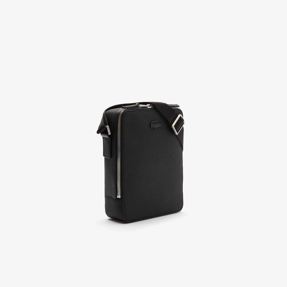 Lacoste Chantaco Matte Stitched Lær Vertical Camera Svarte | 0971-FYJPV