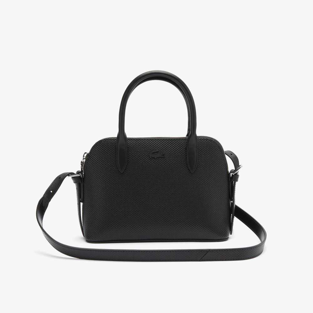 Lacoste Chantaco Pique Lær Top Handle Svarte | 7836-HFJCX