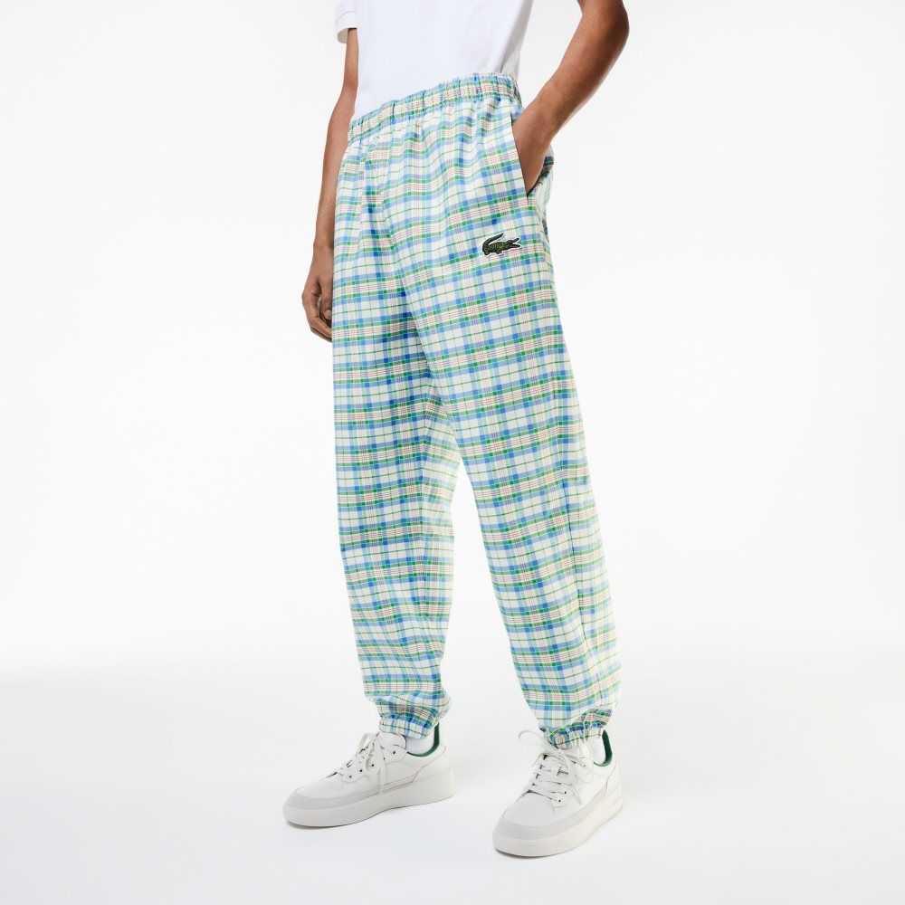 Lacoste Check Print Track Hvite | 4056-MLHYF