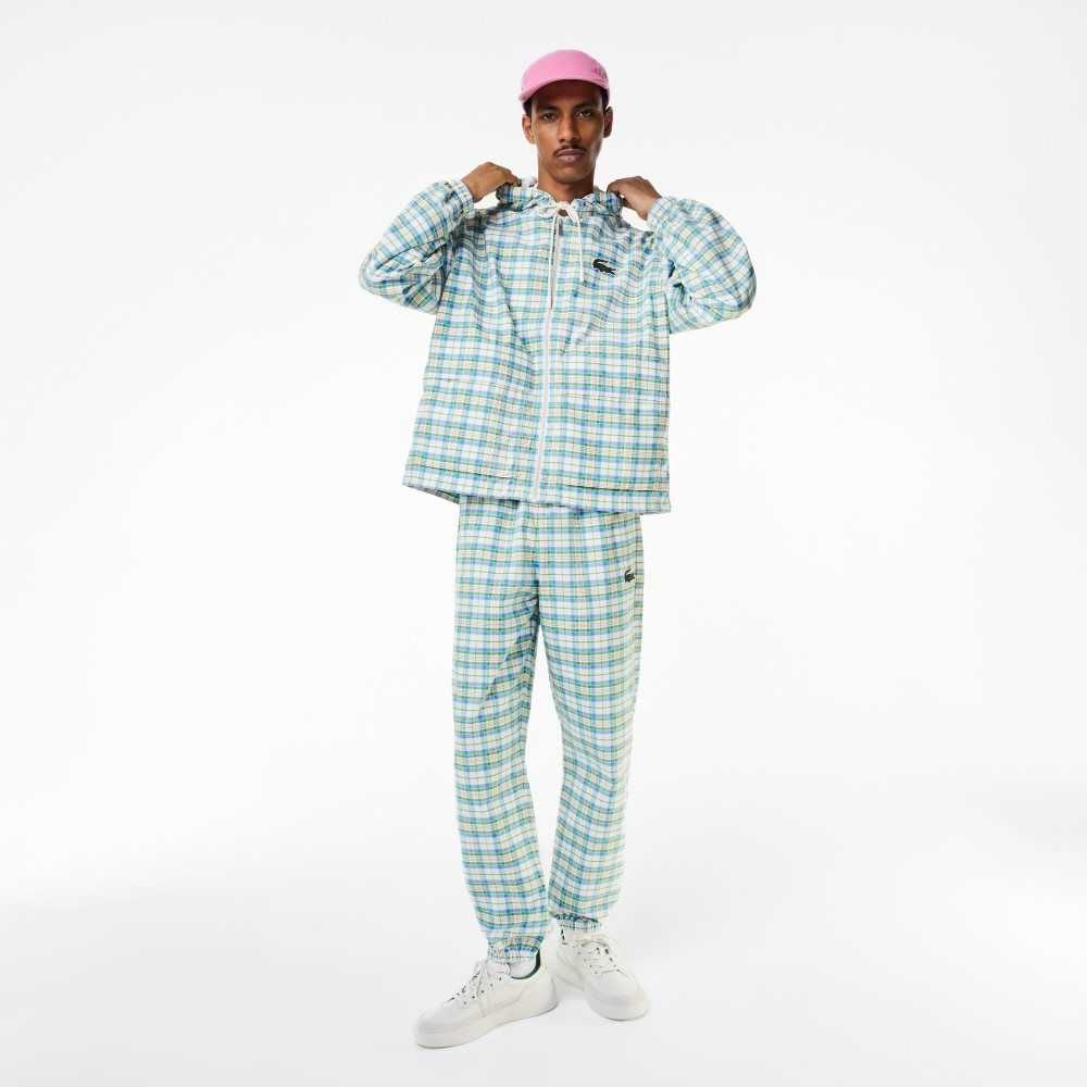 Lacoste Check Print Track Hvite | 4056-MLHYF