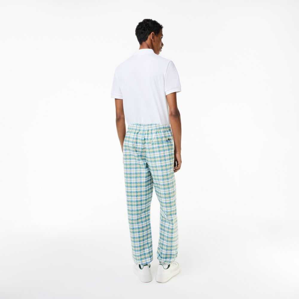 Lacoste Check Print Track Hvite | 4056-MLHYF