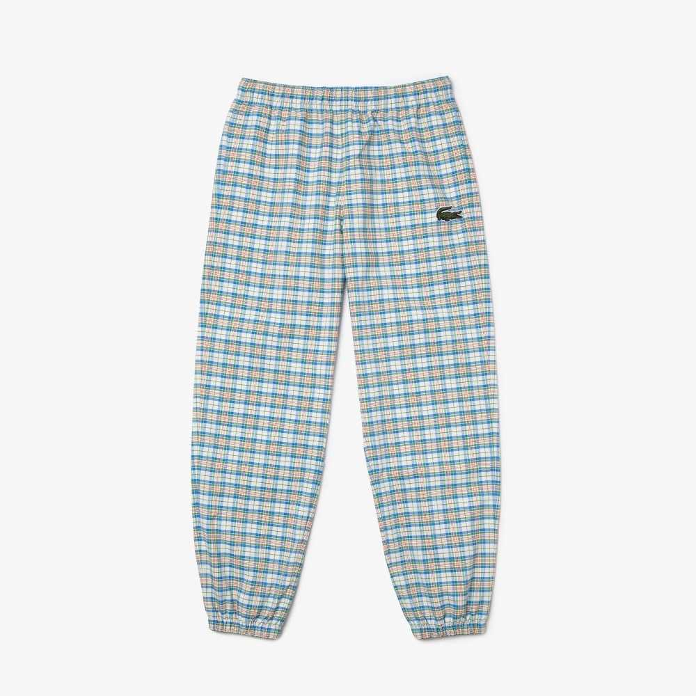 Lacoste Check Print Track Hvite | 4056-MLHYF