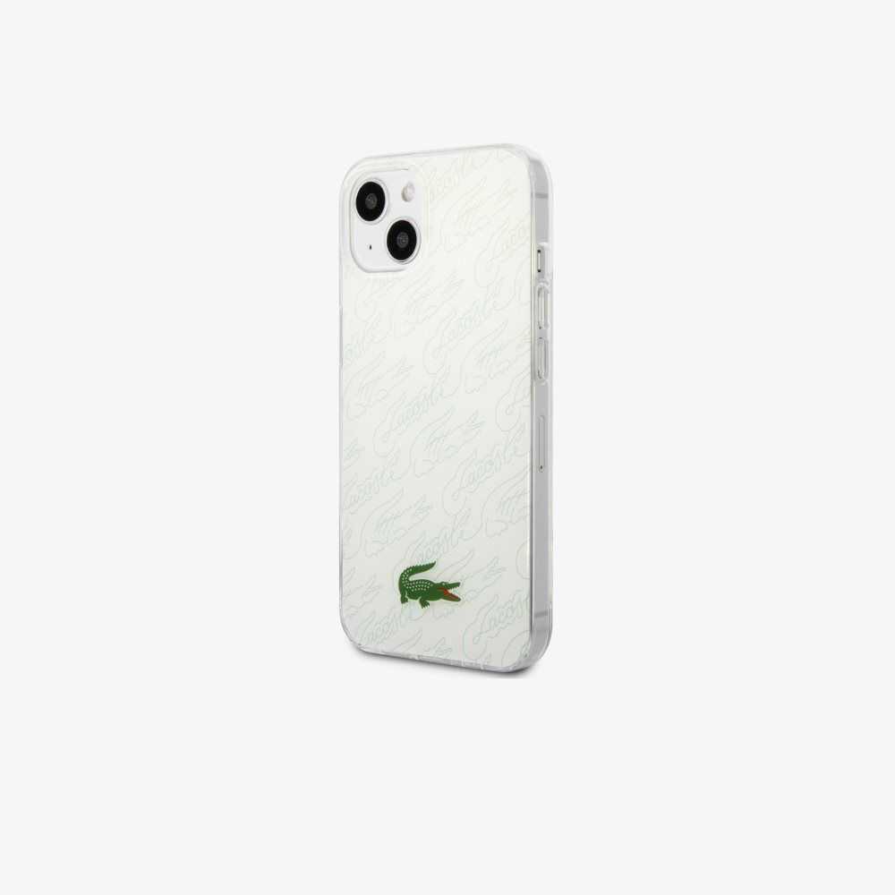 Lacoste Checkerboard Print iPhone 14 Plus Hvite | 5764-LXVRF