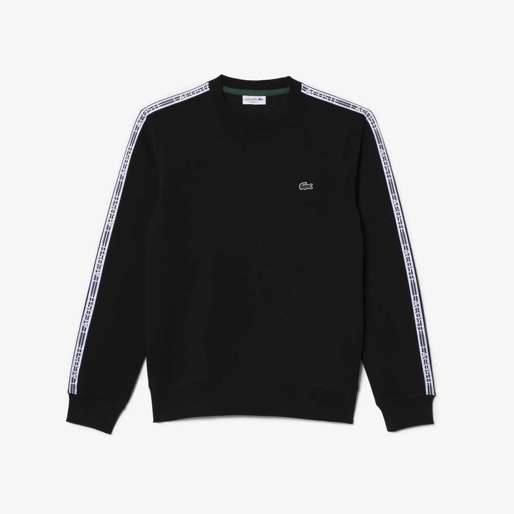 Lacoste Classic Fit Logo Stripe Flannel Svarte | 5908-NALID