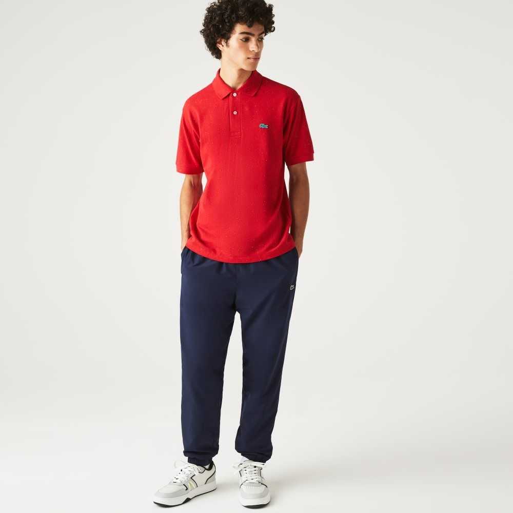 Lacoste Classic Fit Speckled Print Bomull Pique Rød | 6318-HLSNZ