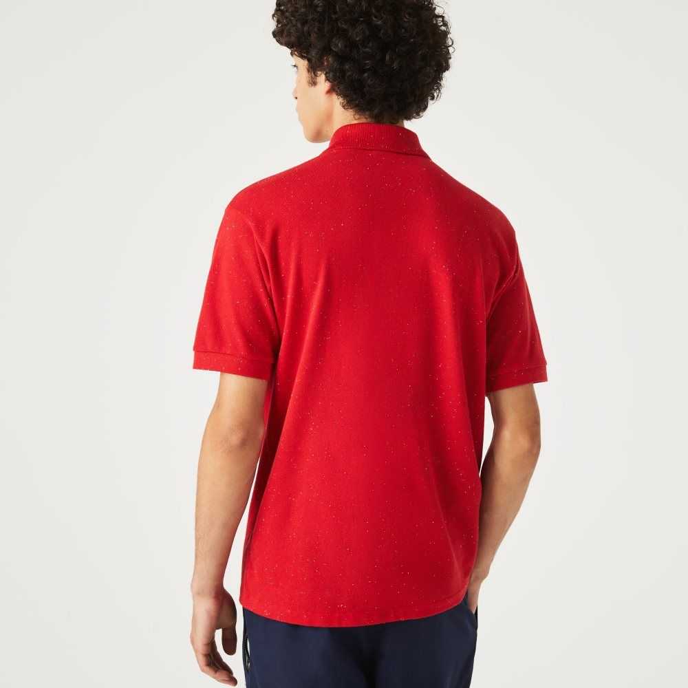 Lacoste Classic Fit Speckled Print Bomull Pique Rød | 6318-HLSNZ