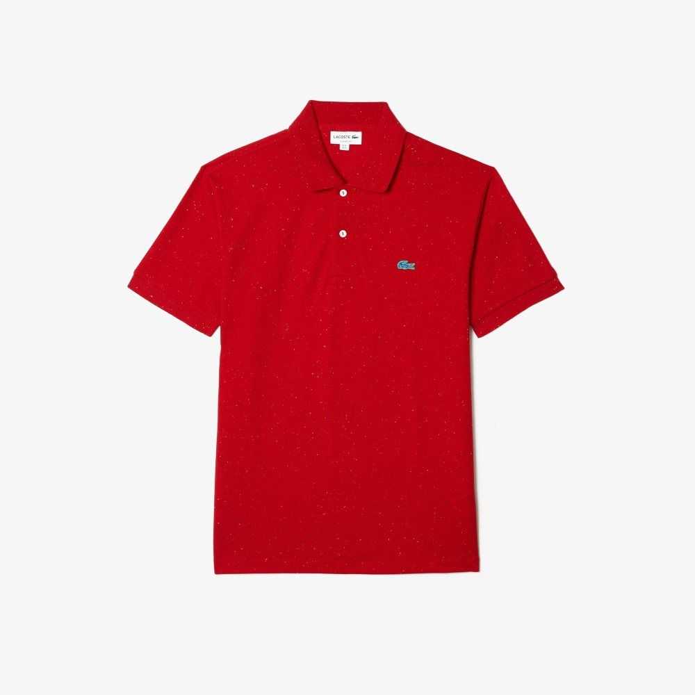 Lacoste Classic Fit Speckled Print Bomull Pique Rød | 6318-HLSNZ