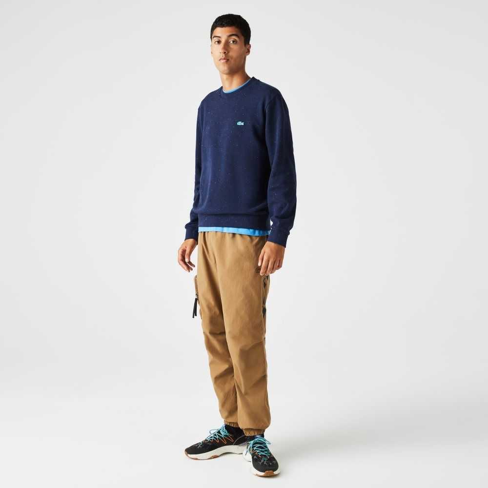 Lacoste Classic Fit Speckled Print Fleece Marineblå Blå | 9647-KDCUA