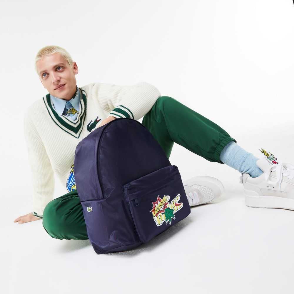 Lacoste Comic Print Backpack Blå | 2876-QWBCS