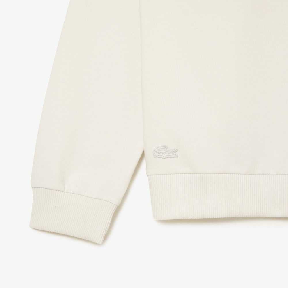 Lacoste Contrast Logo Print Fleece Sweatshirt Beige | 3978-QNLMJ