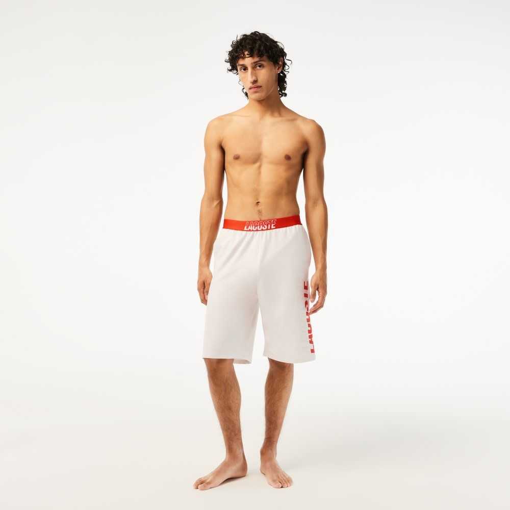 Lacoste Contrast Logo Waistband Shorts Beige | 7024-DRVLS