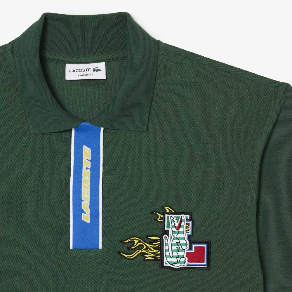 Lacoste Contrast Placket And Crocodile Badge Grønn | 6134-SQYVI