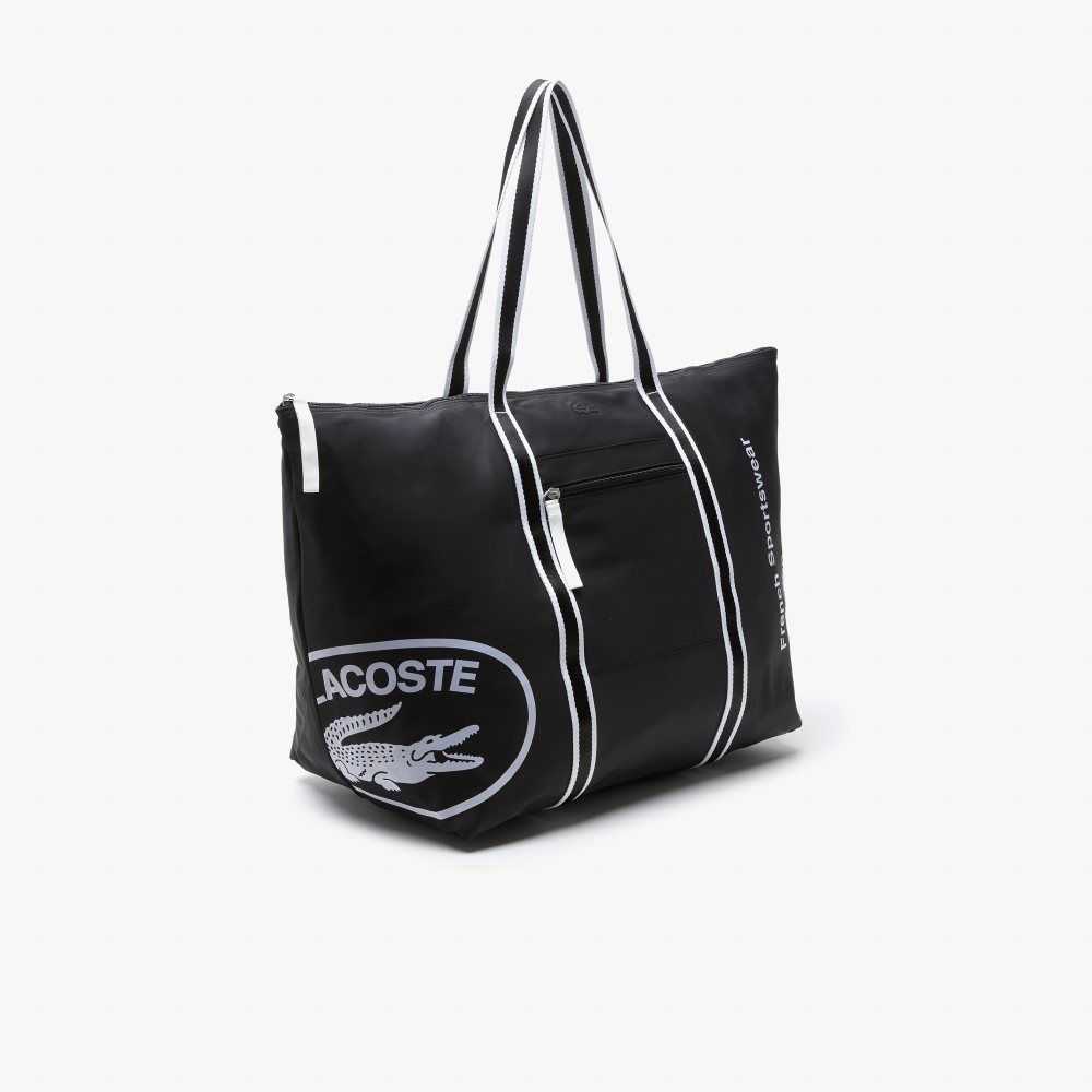 Lacoste Contrast Print Collapsible Weekend Svarte Hvite | 2916-MCLDE