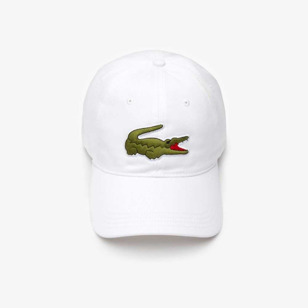 Lacoste Contrast Reima And Oversized Crocodile Bomull Hvite | 7896-EYSGV