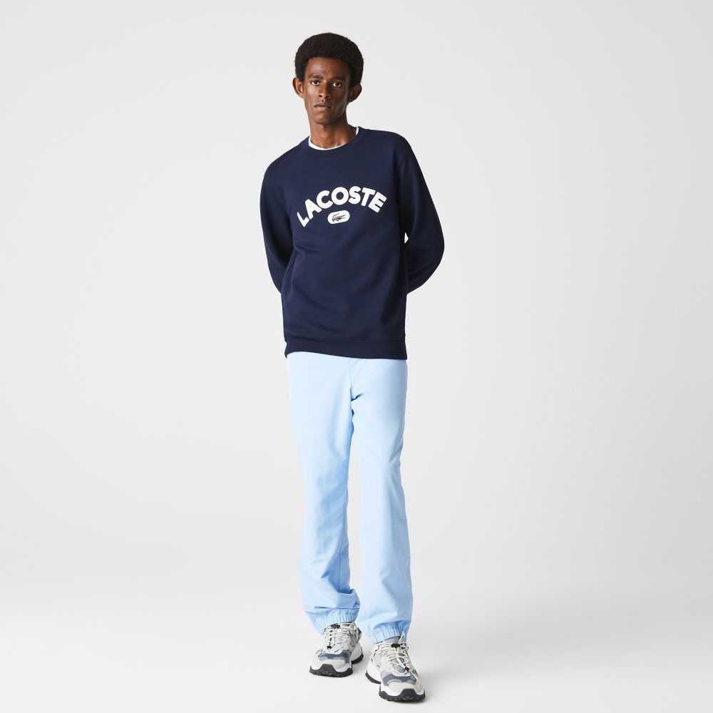 Lacoste Crew Neck Branded Terry Marineblå Blå | 4597-MCUPJ