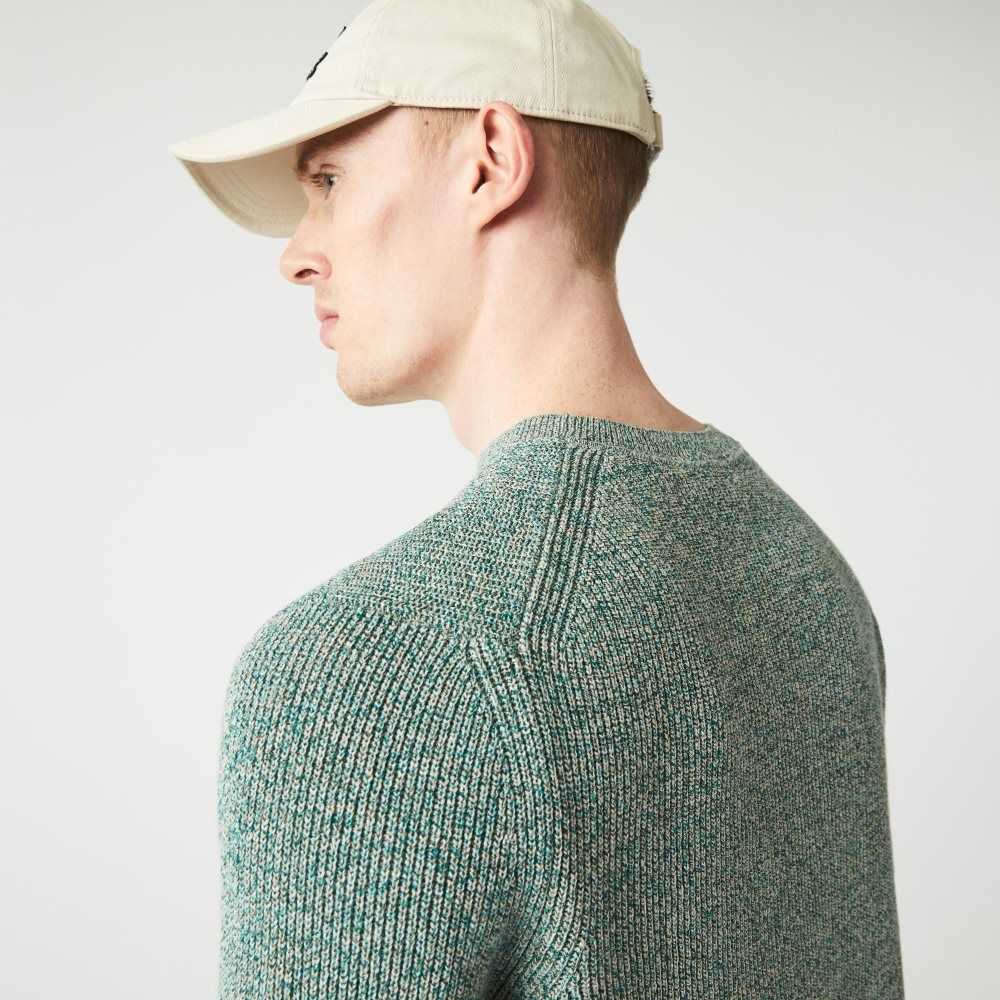 Lacoste Crew Neck Heathered Knit Hvite Grønn Beige | 9217-YSAUM