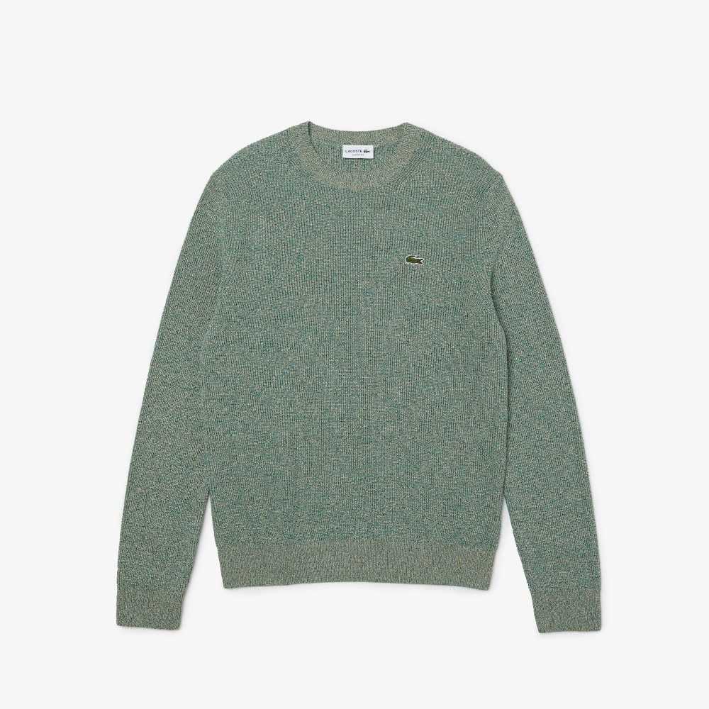 Lacoste Crew Neck Heathered Knit Hvite Grønn Beige | 9217-YSAUM