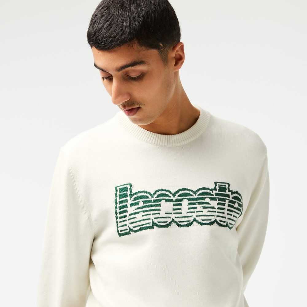 Lacoste Crew Neck Jersey Hvite Grønn | 0635-GORVI