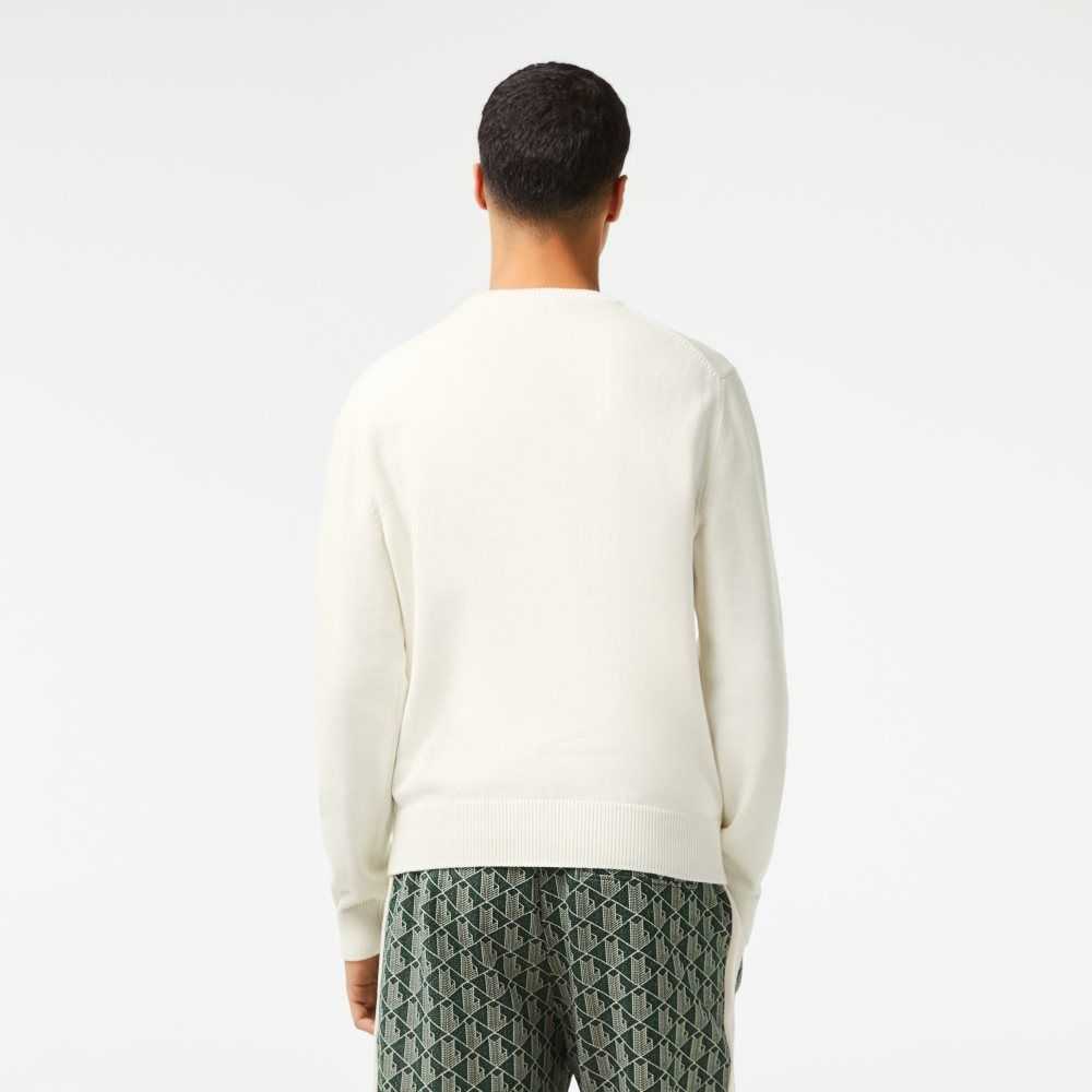 Lacoste Crew Neck Jersey Hvite Grønn | 0635-GORVI