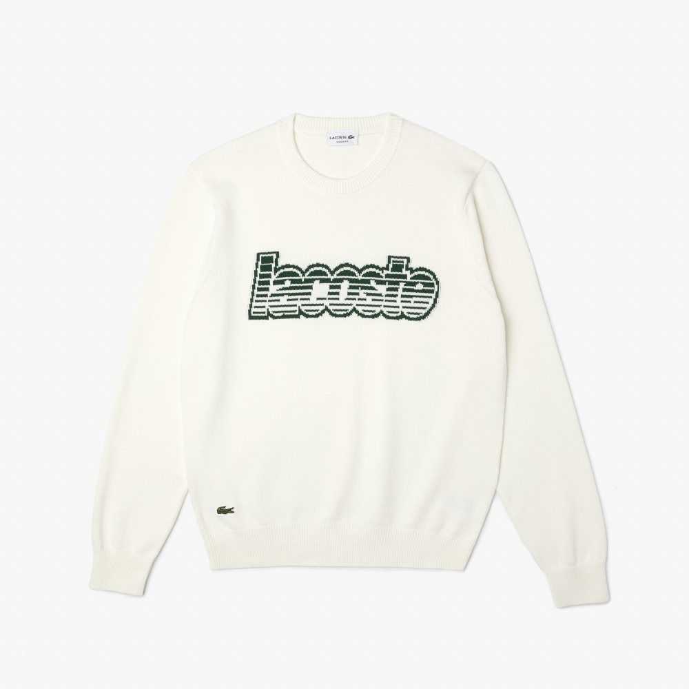 Lacoste Crew Neck Jersey Hvite Grønn | 0635-GORVI