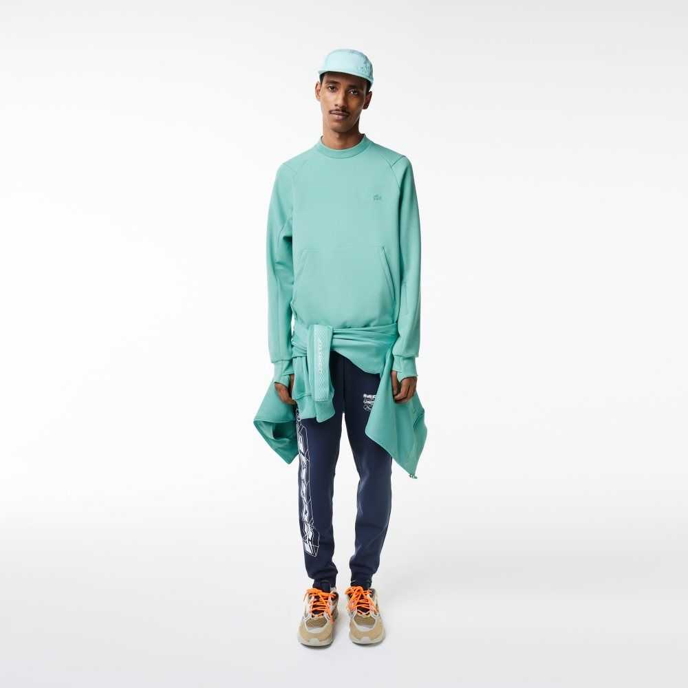 Lacoste Crew Neck Kangaroo Pocket Bomull Blend Mint | 5841-IAMUL