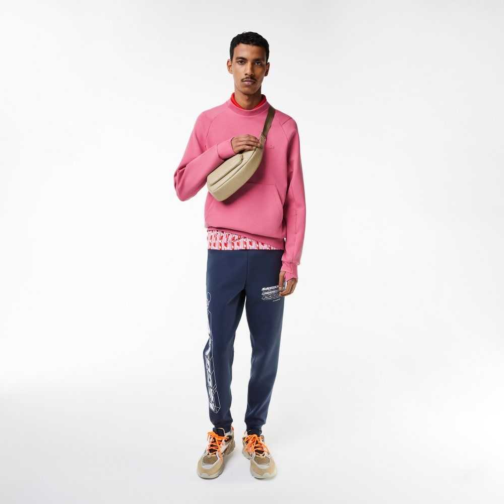 Lacoste Crew Neck Kangaroo Pocket Bomull Blend Rosa | 5983-XCKPY