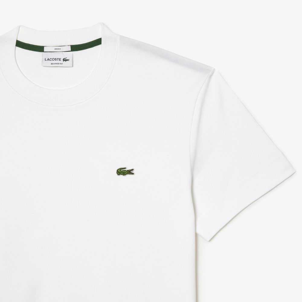 Lacoste Crew Neck Organic Bomull Hvite | 3417-JCMSY