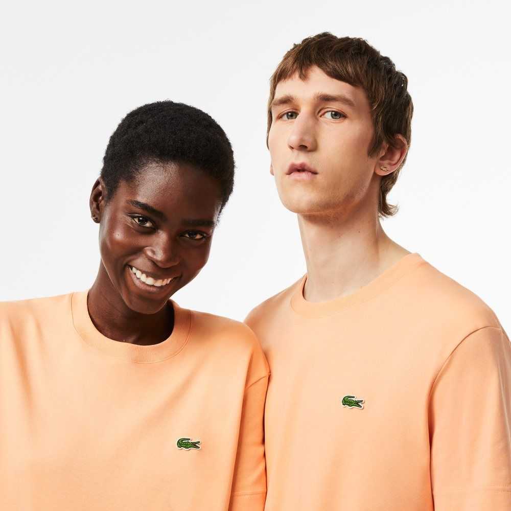 Lacoste Crew Neck Organic Bomull Lyse Oransje | 8529-IMLVE