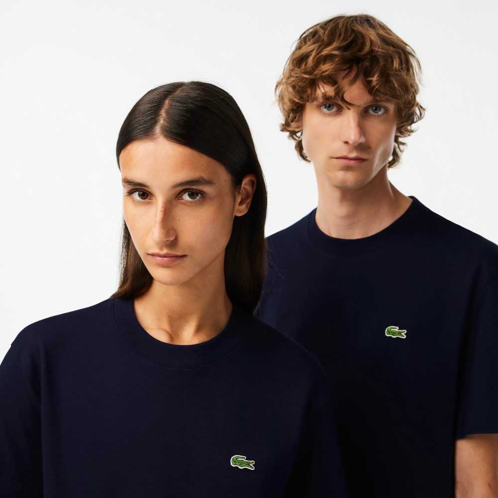 Lacoste Crew Neck Organic Bomull Marineblå Blå | 9624-QWCGZ