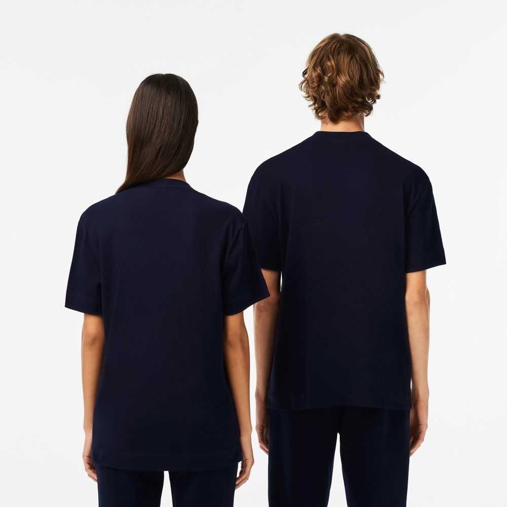 Lacoste Crew Neck Organic Bomull Marineblå Blå | 9624-QWCGZ