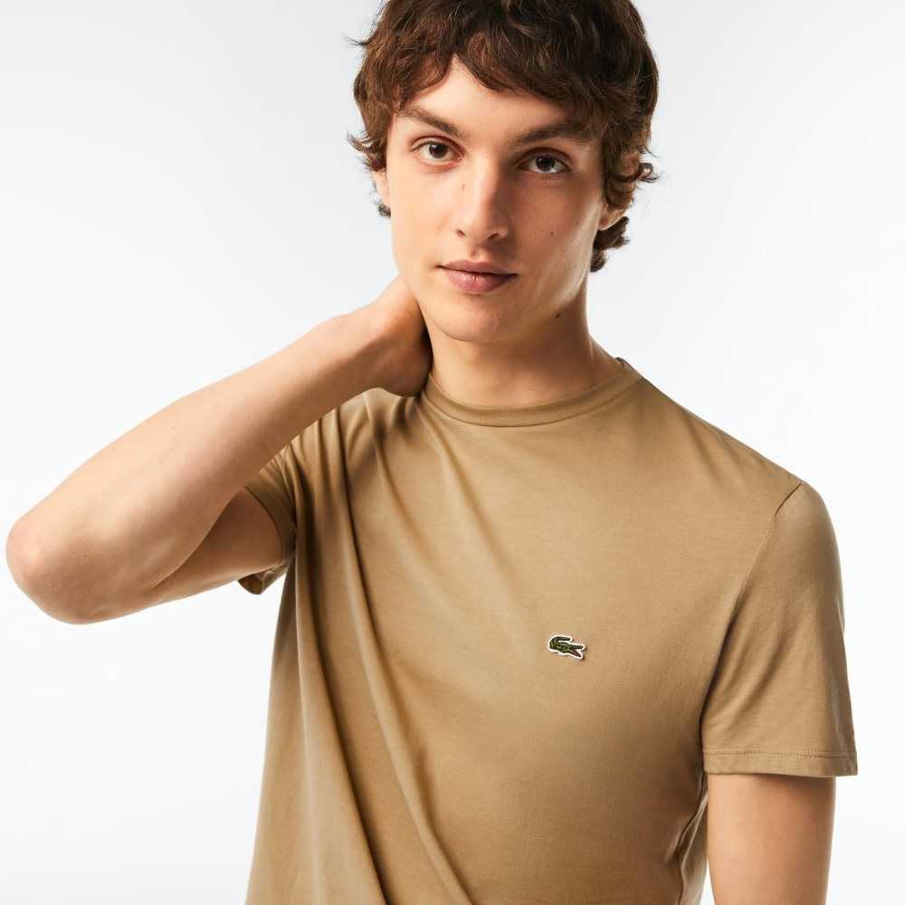 Lacoste Crew Neck Pima Bomull Jersey Beige | 4568-WVQRX