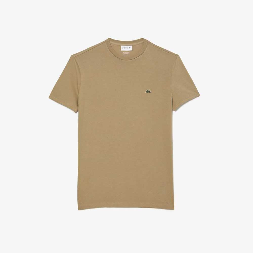 Lacoste Crew Neck Pima Bomull Jersey Beige | 4568-WVQRX