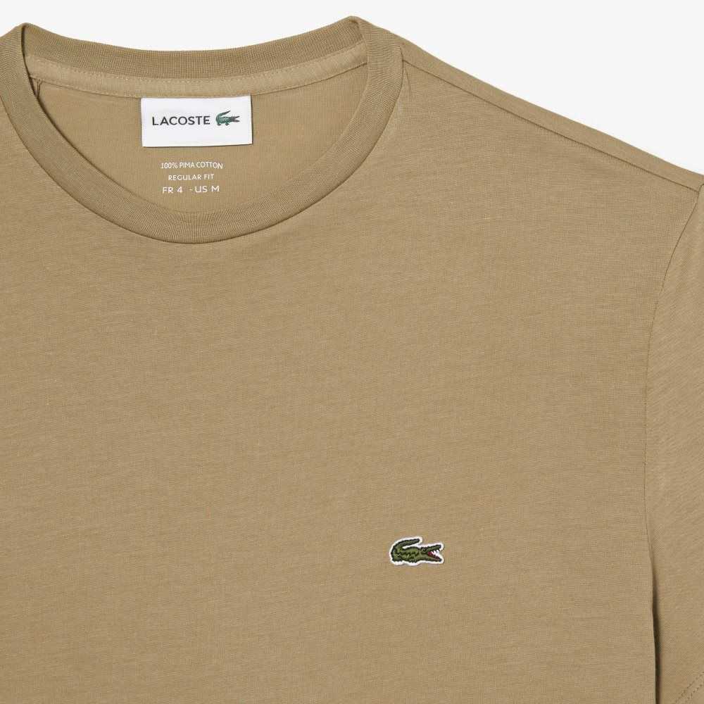 Lacoste Crew Neck Pima Bomull Jersey Beige | 4568-WVQRX