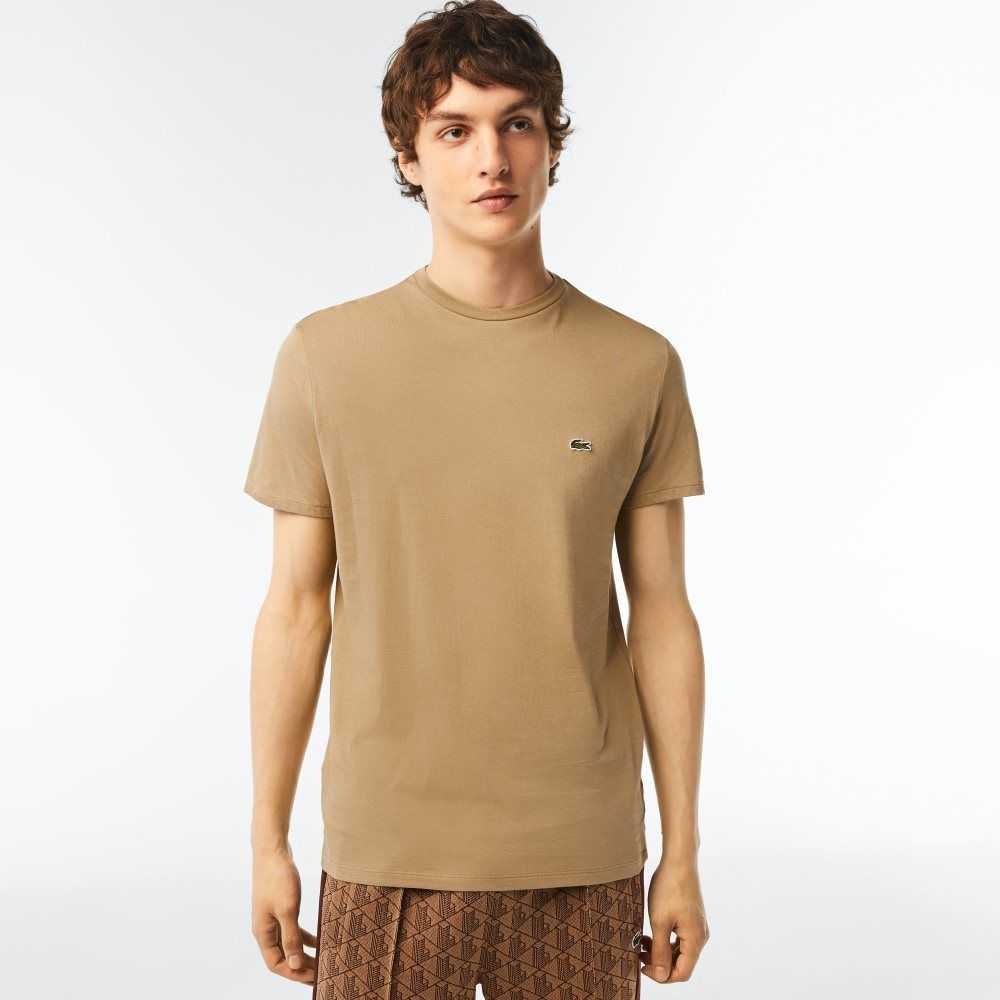 Lacoste Crew Neck Pima Bomull Jersey Beige | 4568-WVQRX