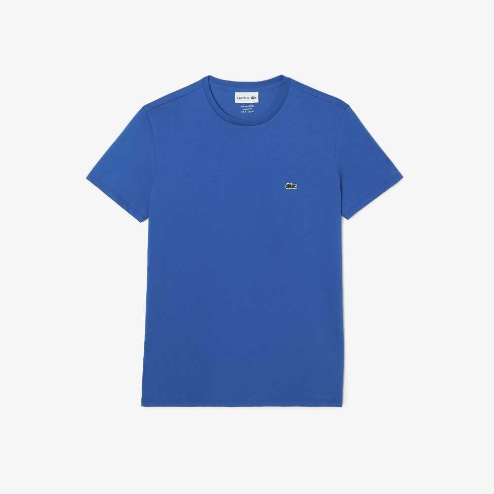 Lacoste Crew Neck Pima Bomull Jersey Blå | 2094-XDBPN