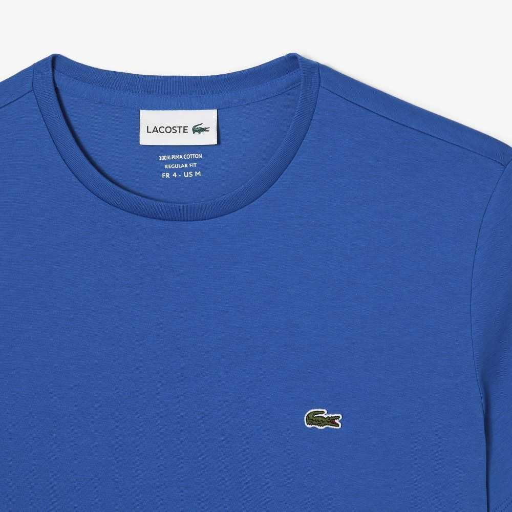 Lacoste Crew Neck Pima Bomull Jersey Blå | 2094-XDBPN