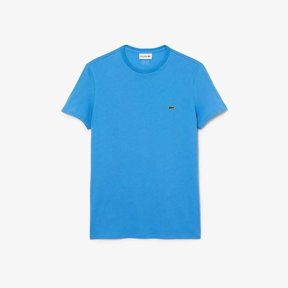 Lacoste Crew Neck Pima Bomull Jersey Blå | 3720-FYKTU