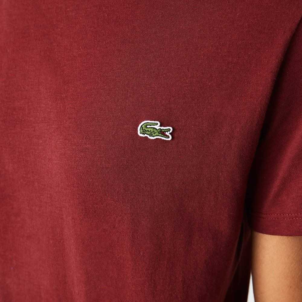 Lacoste Crew Neck Pima Bomull Jersey Burgunder | 5270-TAVGB