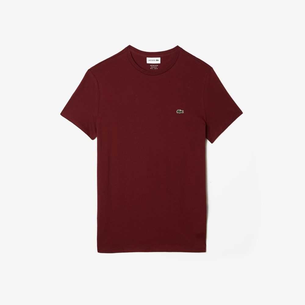 Lacoste Crew Neck Pima Bomull Jersey Burgunder | 5270-TAVGB