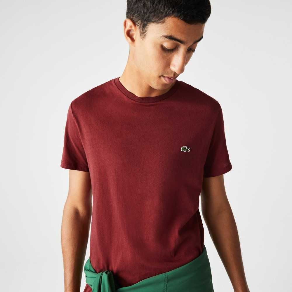 Lacoste Crew Neck Pima Bomull Jersey Burgunder | 5270-TAVGB