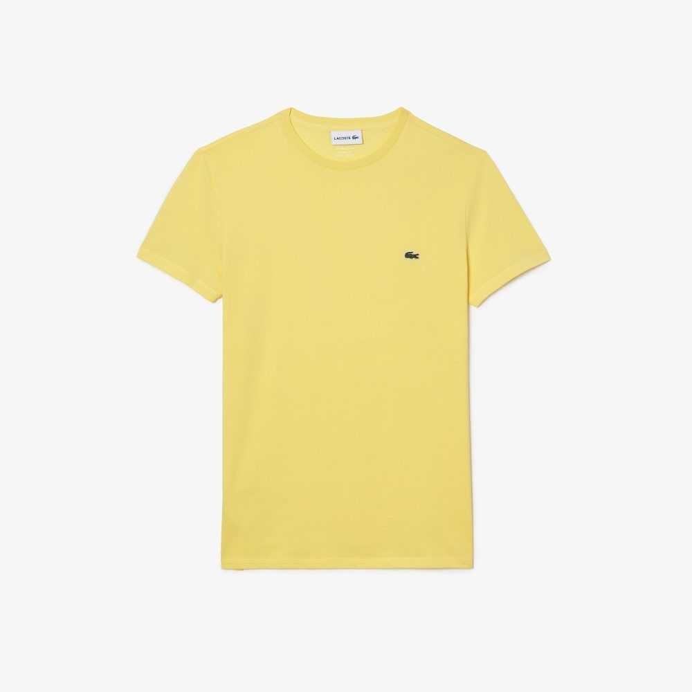 Lacoste Crew Neck Pima Bomull Jersey Gul | 3704-LCPSM