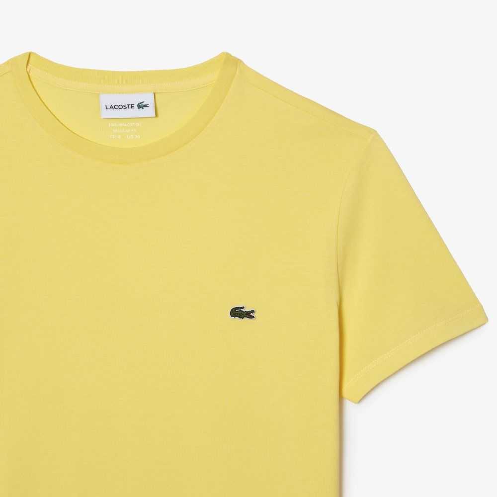 Lacoste Crew Neck Pima Bomull Jersey Gul | 3704-LCPSM