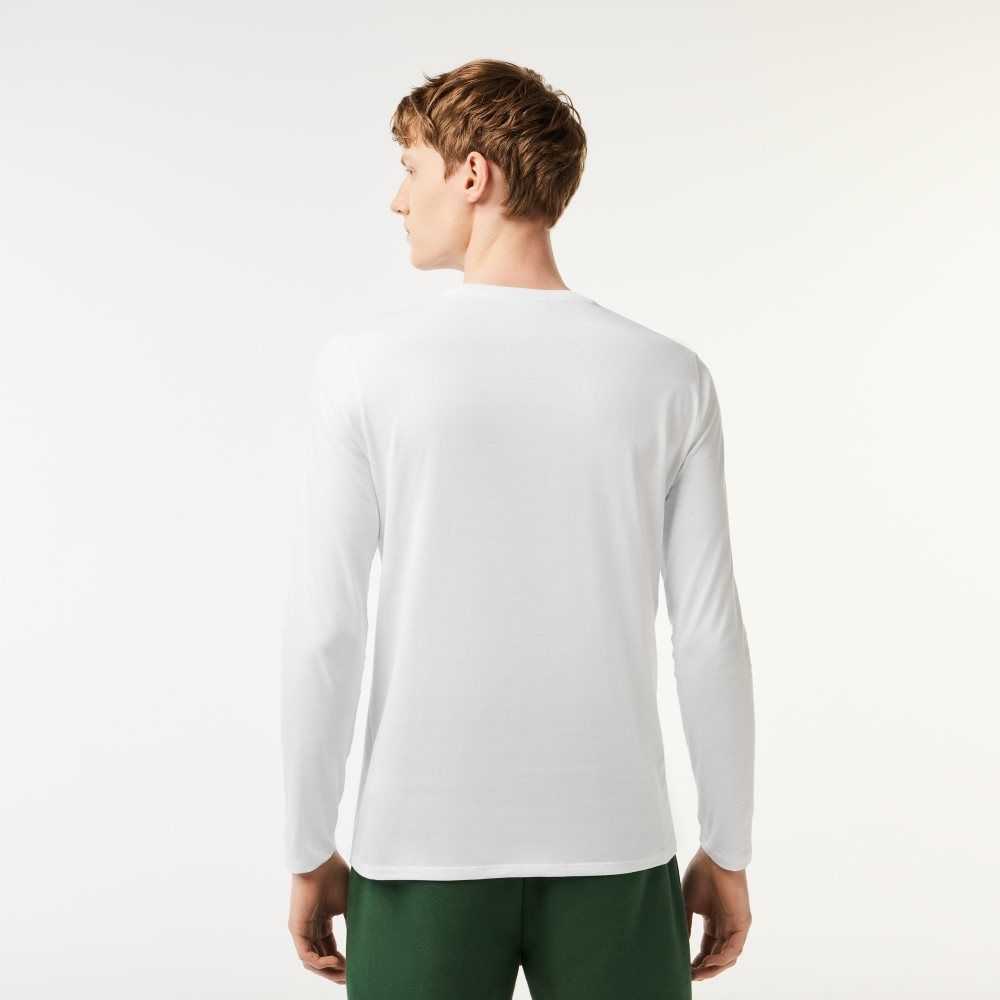 Lacoste Crew Neck Pima Bomull Jersey Hvite | 1056-CFKDO