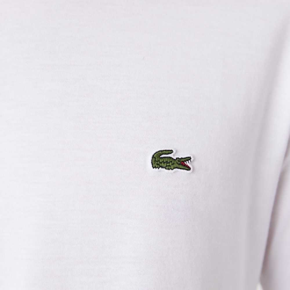 Lacoste Crew Neck Pima Bomull Jersey Hvite | 1056-CFKDO