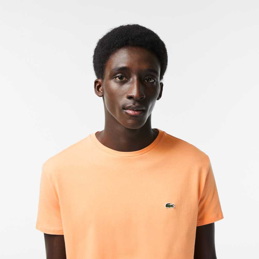 Lacoste Crew Neck Pima Bomull Jersey Lyse Oransje | 6450-REYQO