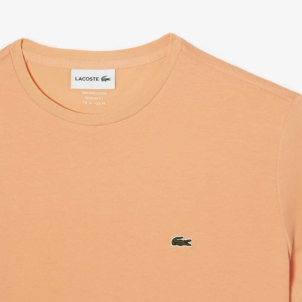 Lacoste Crew Neck Pima Bomull Jersey Lyse Oransje | 6450-REYQO